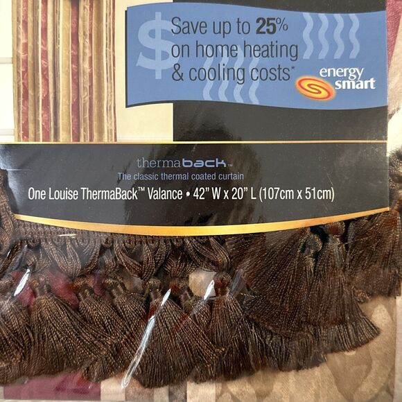 Set Of 2 Eclipse Stripped Gold Burgundy ￼Blackout Valance‎ Curtain 42" W x 16" H - Picture 4 of 7